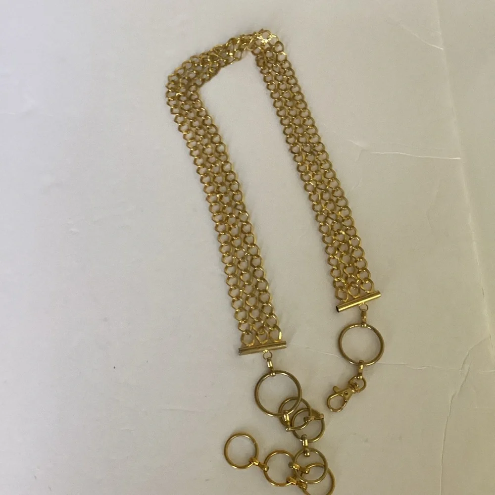 Gold Tone Multi-Chain Link Belt Toggle Closure Statement